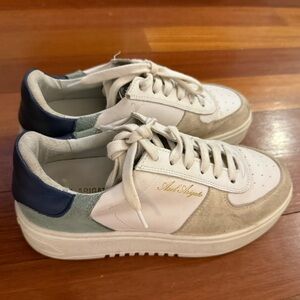 Axel Arigato White and Gray Sneakers with Blue Accents